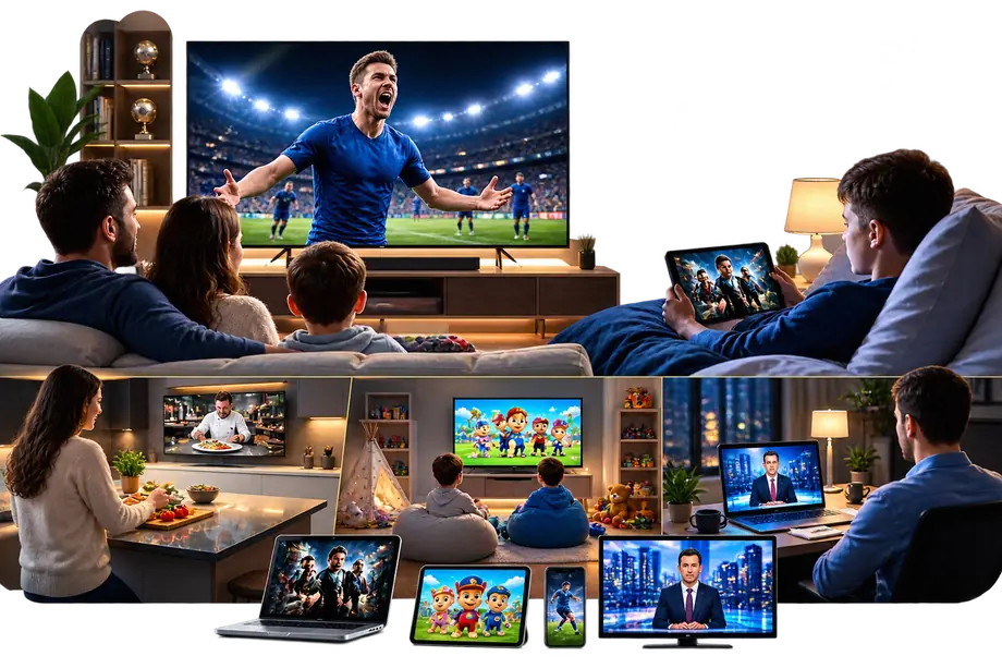 One Viking IPTV subscription, Nordic IPTV on every device One Viking IPTV subscription for the whole family, with Nordic IPTV playing on a smart TV, tablet and phone at home
